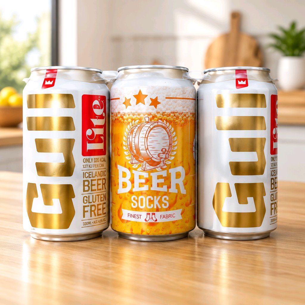 Gull Lite 0,33 l. og Bjórsokkar gjafapakki
